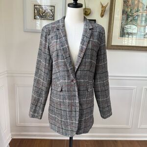 Rebecca Elliot Hillden Glen Plaid Single Button Blazer M